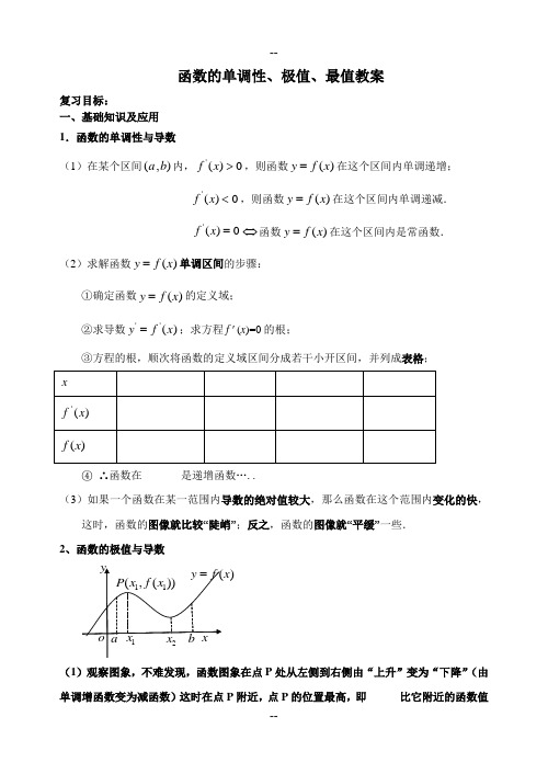 函数的单调性、极值、最值学案