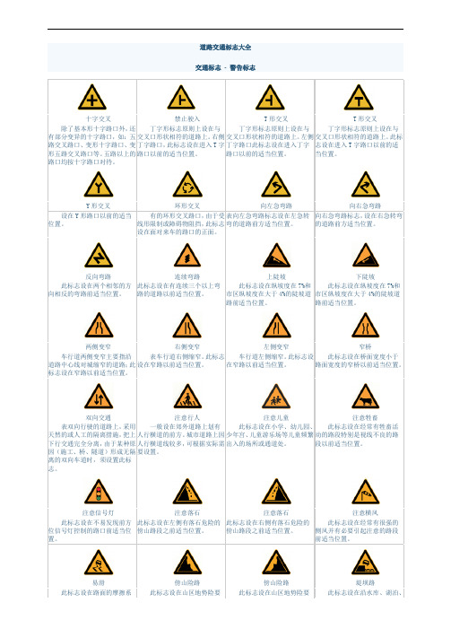 科目一科目四_交通标志图片大全