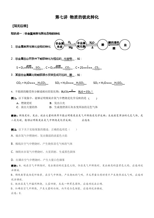 初中化学物质的彼此转化