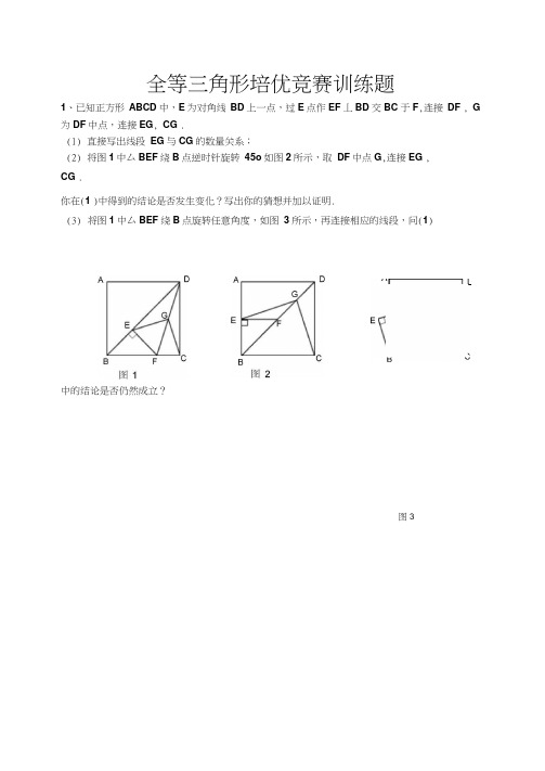 全等三角形培优竞赛训练题