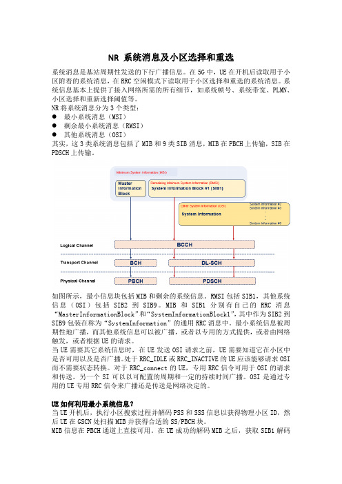 NR 系统消息及小区选择和重选