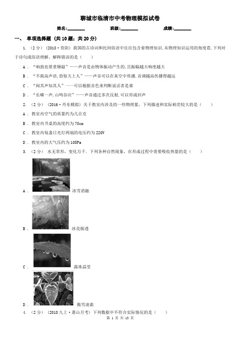 聊城市临清市中考物理模拟试卷 