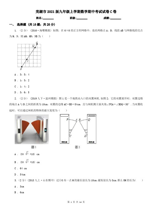 芜湖市2021版九年级上学期数学期中考试试卷C卷