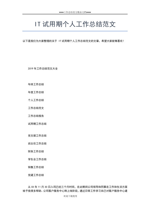 2019年最新it企业个人年终工作总结范文工作总结文档【七篇】