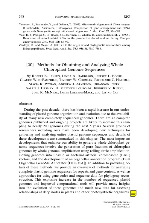 Methods for Obtaining and Analyzing Whole Chloroplast Genome Sequences