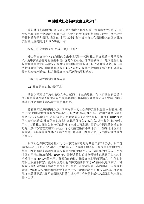 中国财政社会保障支出现状分析