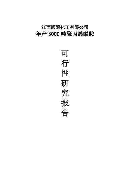 年产3000吨聚丙烯酰胺项目可行性研究报告