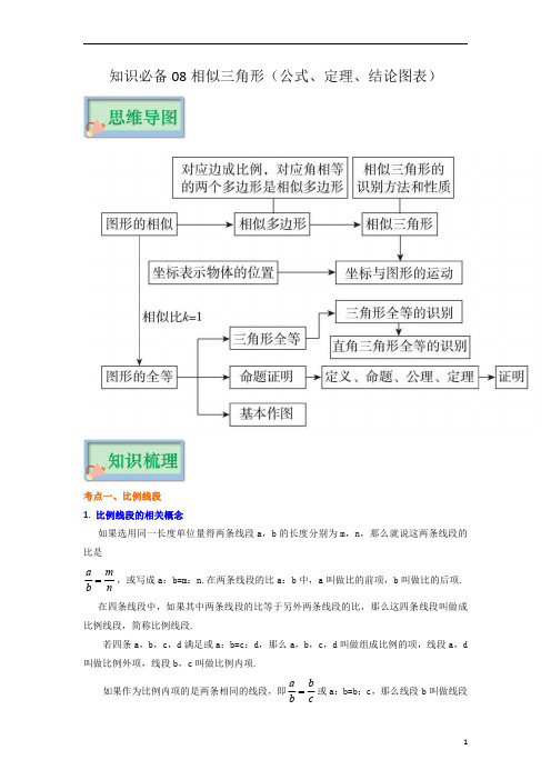 中考数学必背知识手册知识必备08 相似三角形(公式、定理、结论图表)