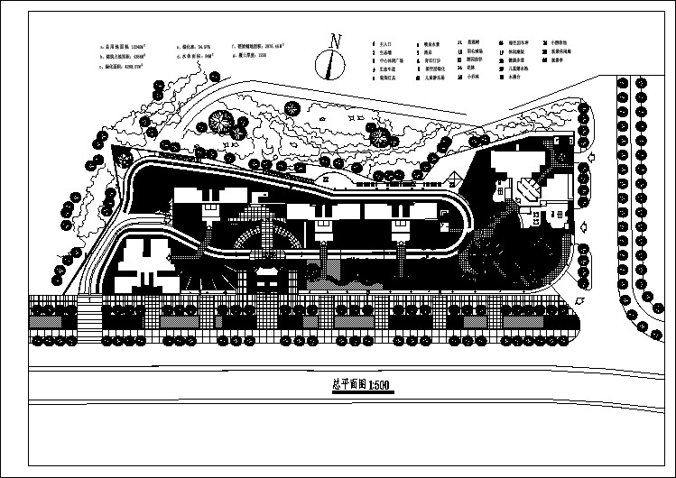 总用地12240平米小区规划景观总平面施工CAD图