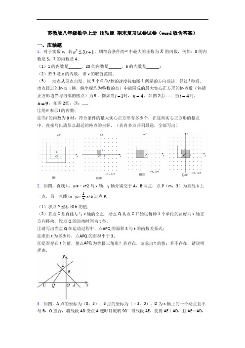 苏教版八年级数学上册 压轴题 期末复习试卷试卷(word版含答案)