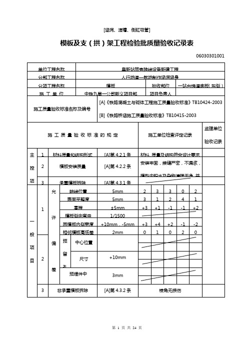 [涵洞、渡槽、倒虹吸管]模板及支(拱)架工程检验批质量验收记录表