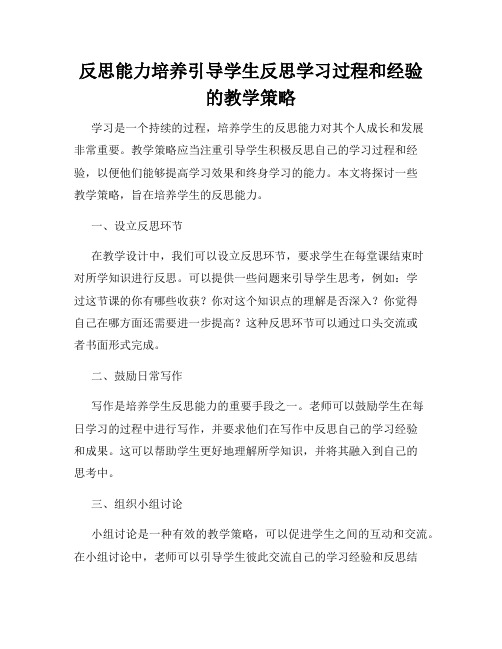 反思能力培养引导学生反思学习过程和经验的教学策略