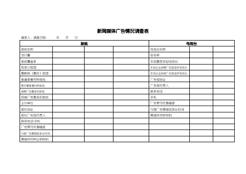 新闻媒体广告情况调查表