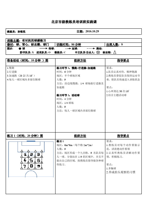 青少年足球训练教案-球感1