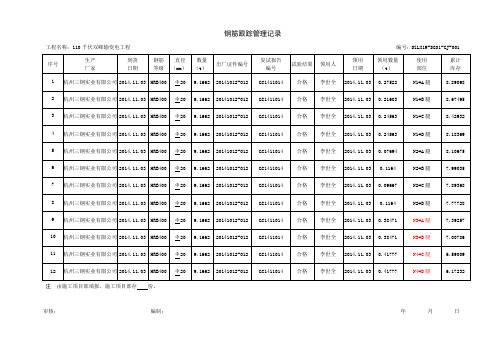 跟踪台帐  钢筋