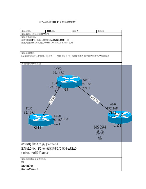 NS294苏俊锋OSPF2的实验报告