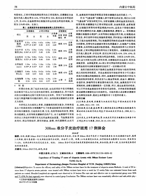 308nm准分子光治疗斑秃17例体会