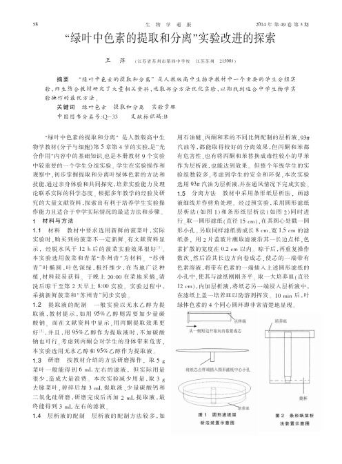 绿叶中色素的提取和分离试验改进的探索-高中生物