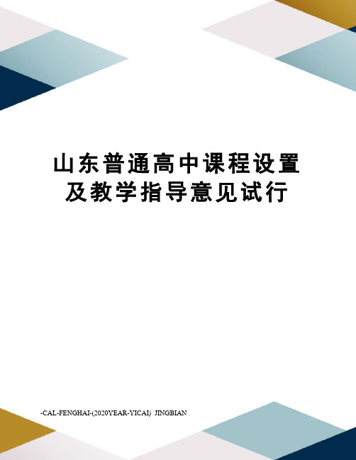 山东普通高中课程设置及教学指导意见试行