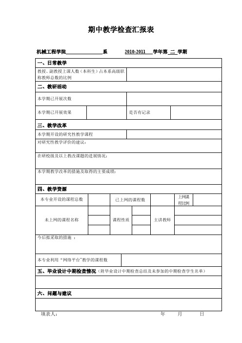 期中教学检查汇报表【模板】