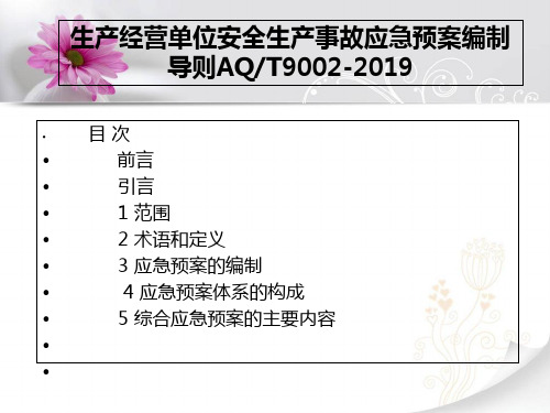 生产经营单位安全生产事故应急预案编制导则AQT9002-2019