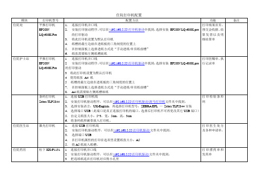 住院打印机配置