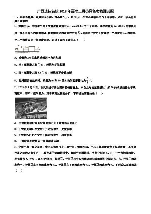 广西达标名校2018年高考二月仿真备考物理试题含解析