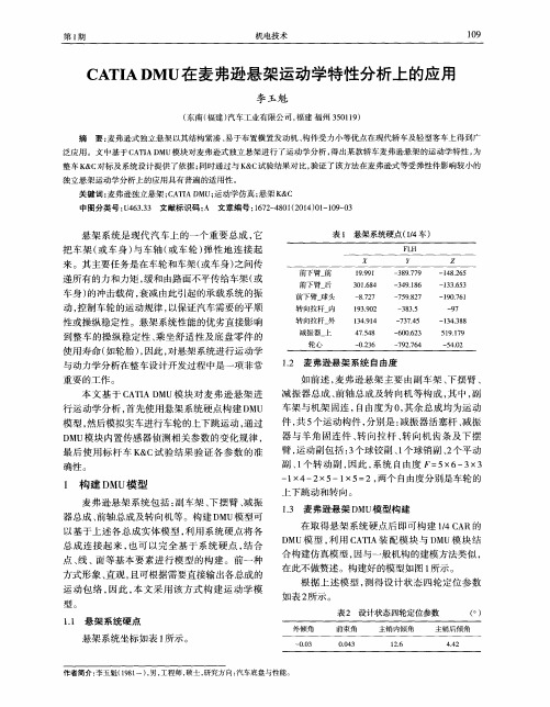 CATIA DMU在麦弗逊悬架运动学特性分析上的应用