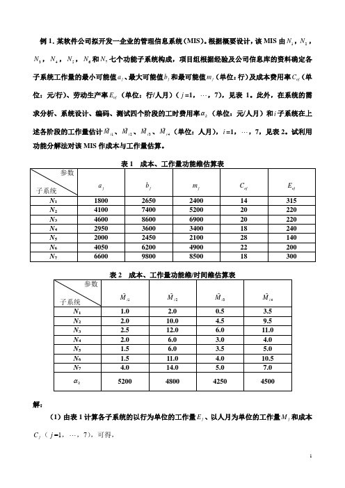 软件工程经济学复习习题