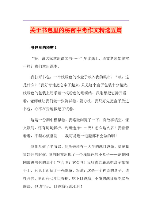 关于书包里的秘密中考作文精选五篇