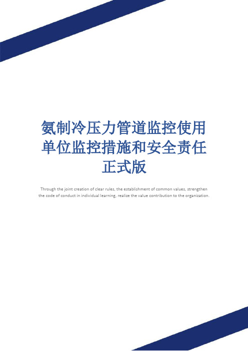 氨制冷压力管道监控使用单位监控措施和安全责任正式版