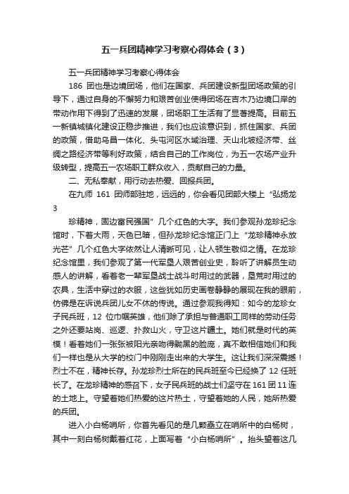 五一兵团精神学习考察心得体会（3）