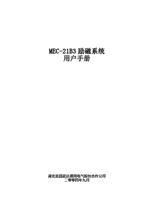 MEC-21B3励磁系统用户手册(江西铅山)