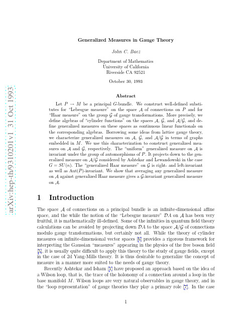 Generalized Measures in Gauge Theory