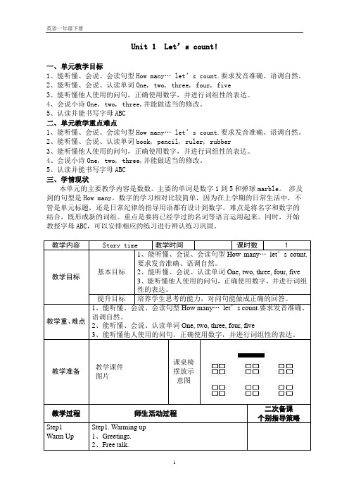 最新译林 1B Unit 1  Let’s count 精品公开课教案