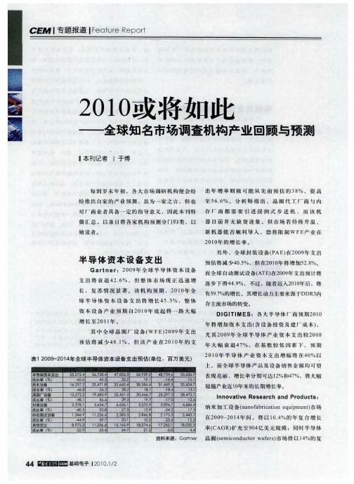 2010或将如此——全球知名市场调查机构产业回顾与预测