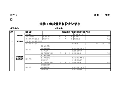 通信工程质量监督检查记录表