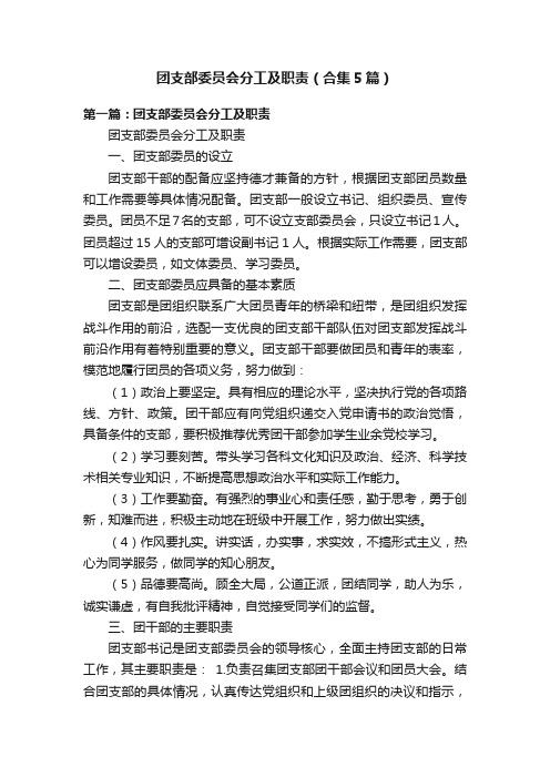 团支部委员会分工及职责（合集5篇）