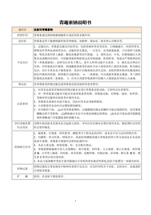 护理部药物说明书