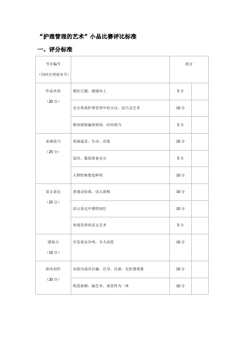 护理管理学小品评分标准