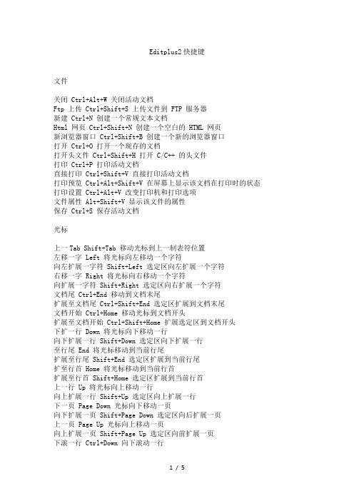 Editplus2快捷键