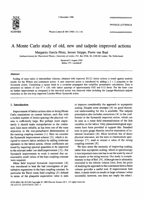 Physics Letters B 389 ( 1996) 112- 118 PHYSICS LETTERS B