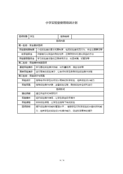 小学实验室使用培训计划