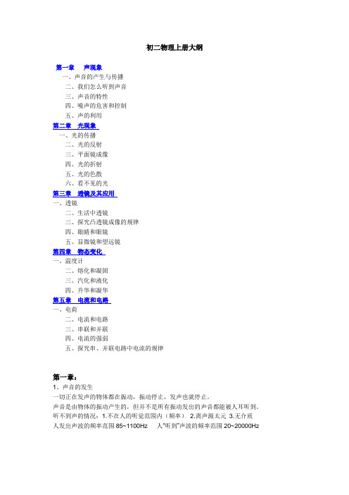 初二上册物理大纲