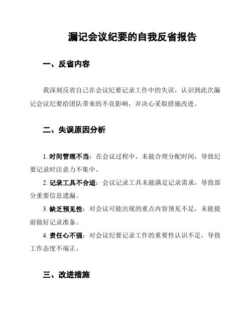 漏记会议纪要的自我反省报告