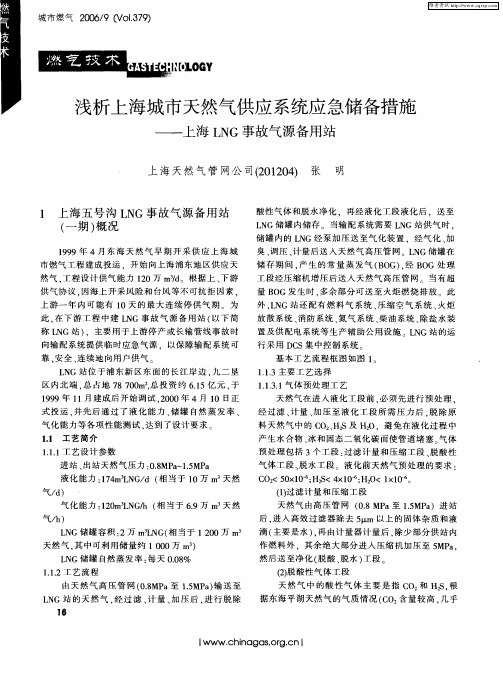 浅析上海城市天然气供应系统应急储备措施——上海LNG事故气源备用站