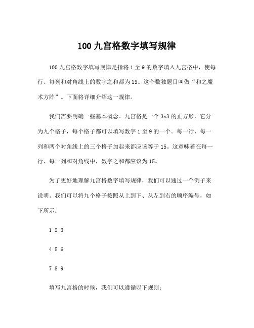 100九宫格数字填写规律