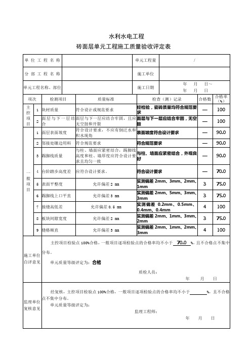 装饰装修-陶瓷地砖质量评定表