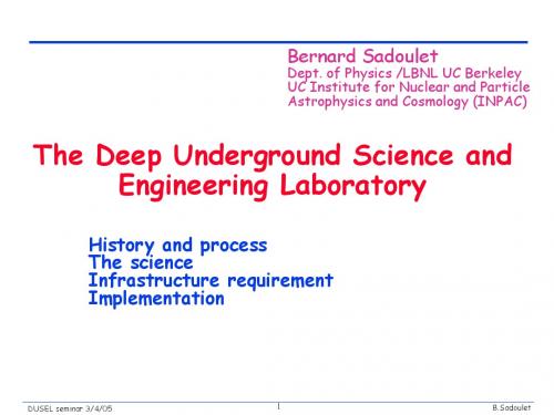 The Deep Underground Science and Engineering Laboratory