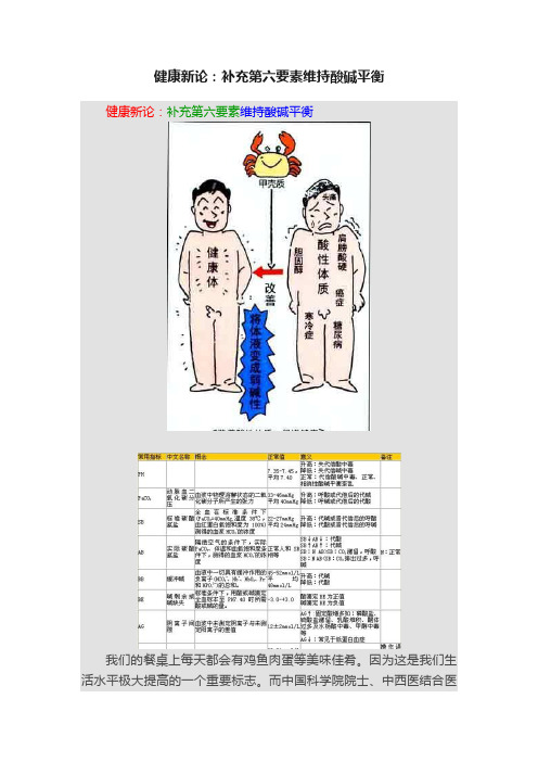 健康新论：补充第六要素维持酸碱平衡